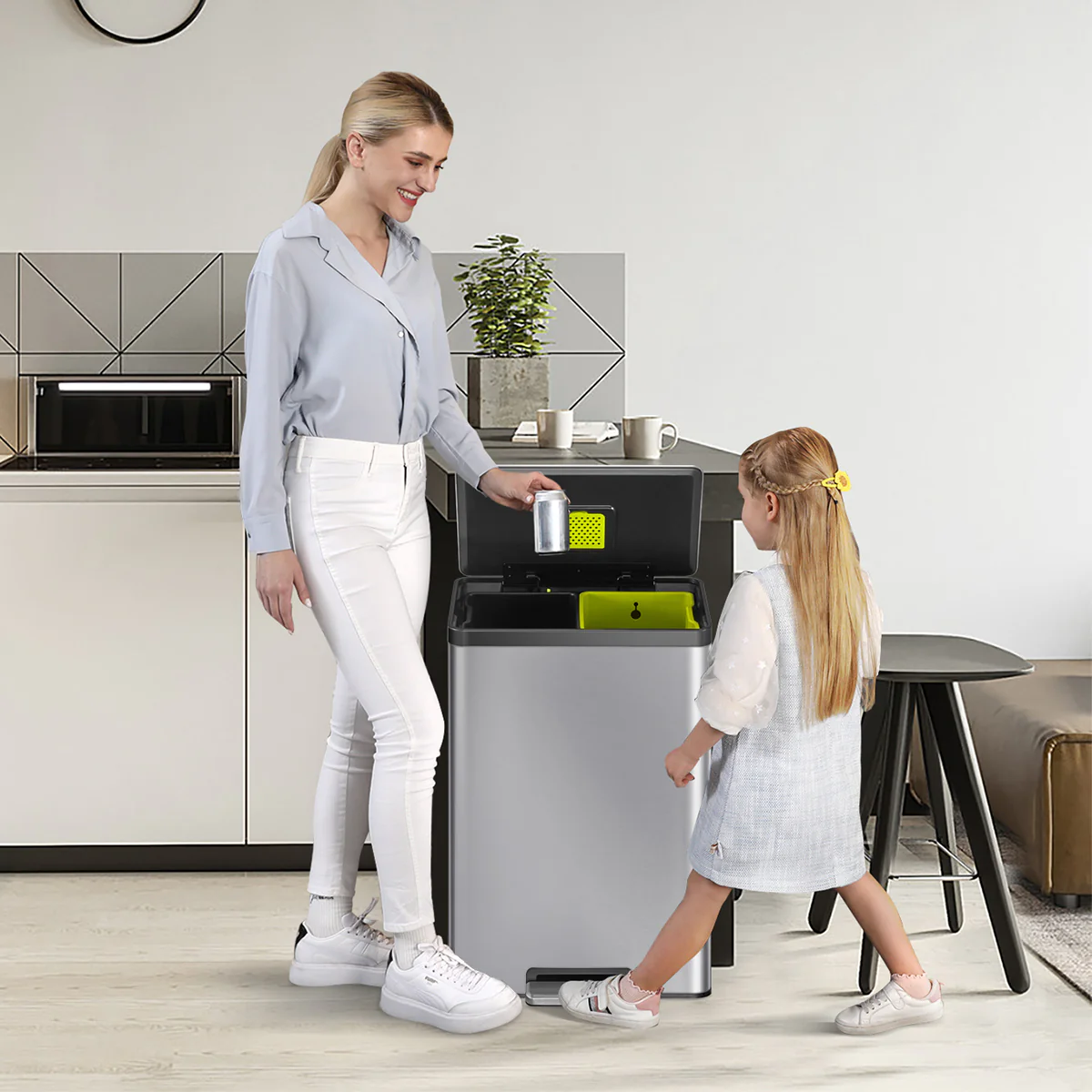 Ecocasa II Recycling Pedal Bin 20L+20L - Image 5