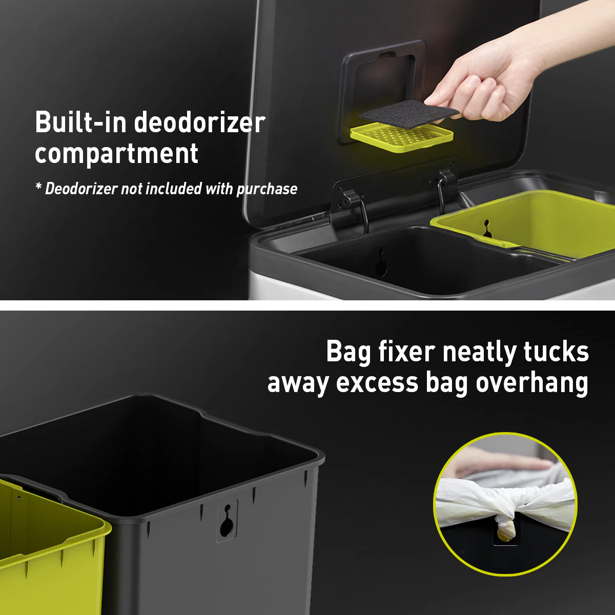 Ecocasa II Recycling Pedal Bin 20L+20L - Image 6