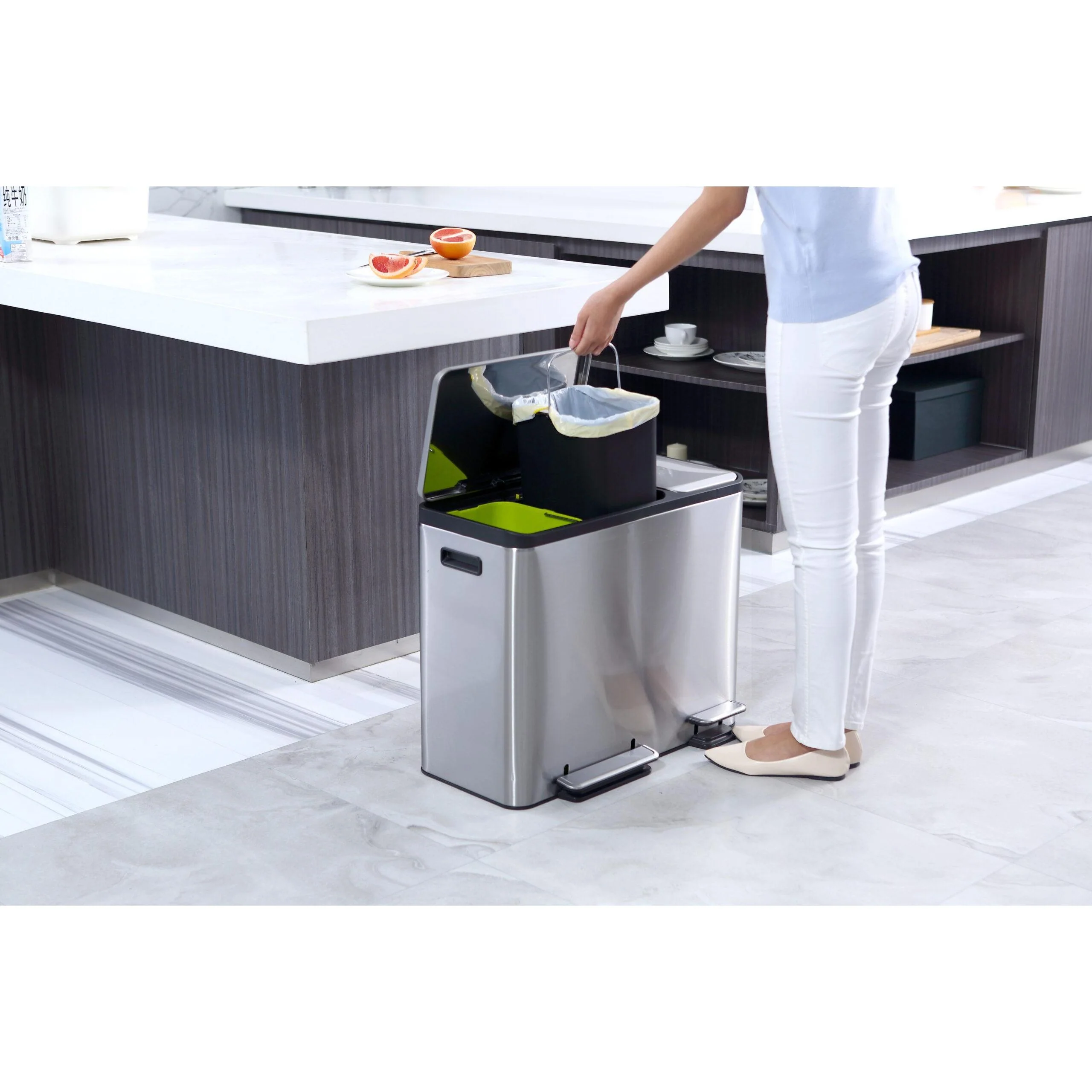 Ecocasa Recycling Pedal Bin 15L+15L+15L - Image 6