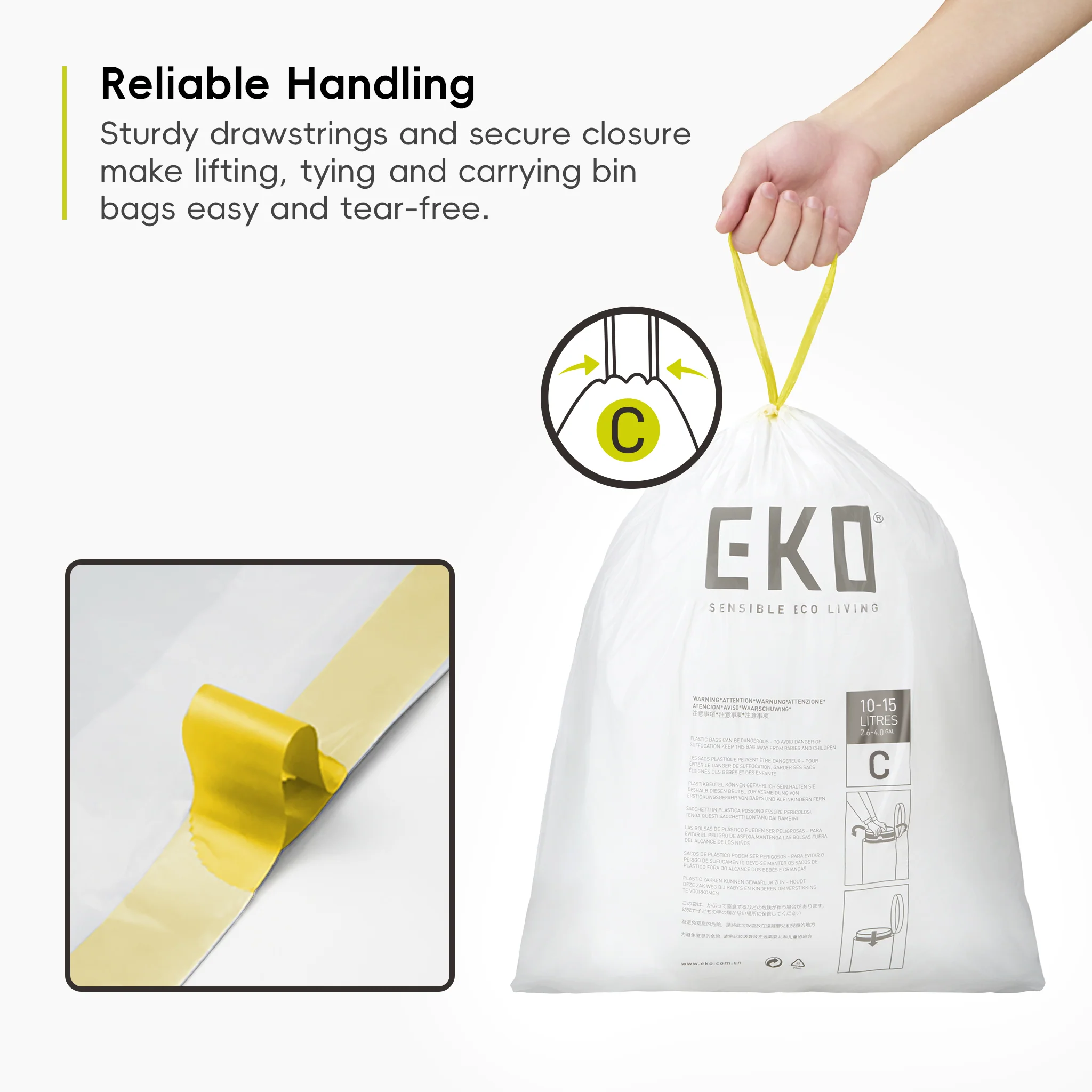 Size C Bin Liners 10L-15L, 20 bags - Image 3
