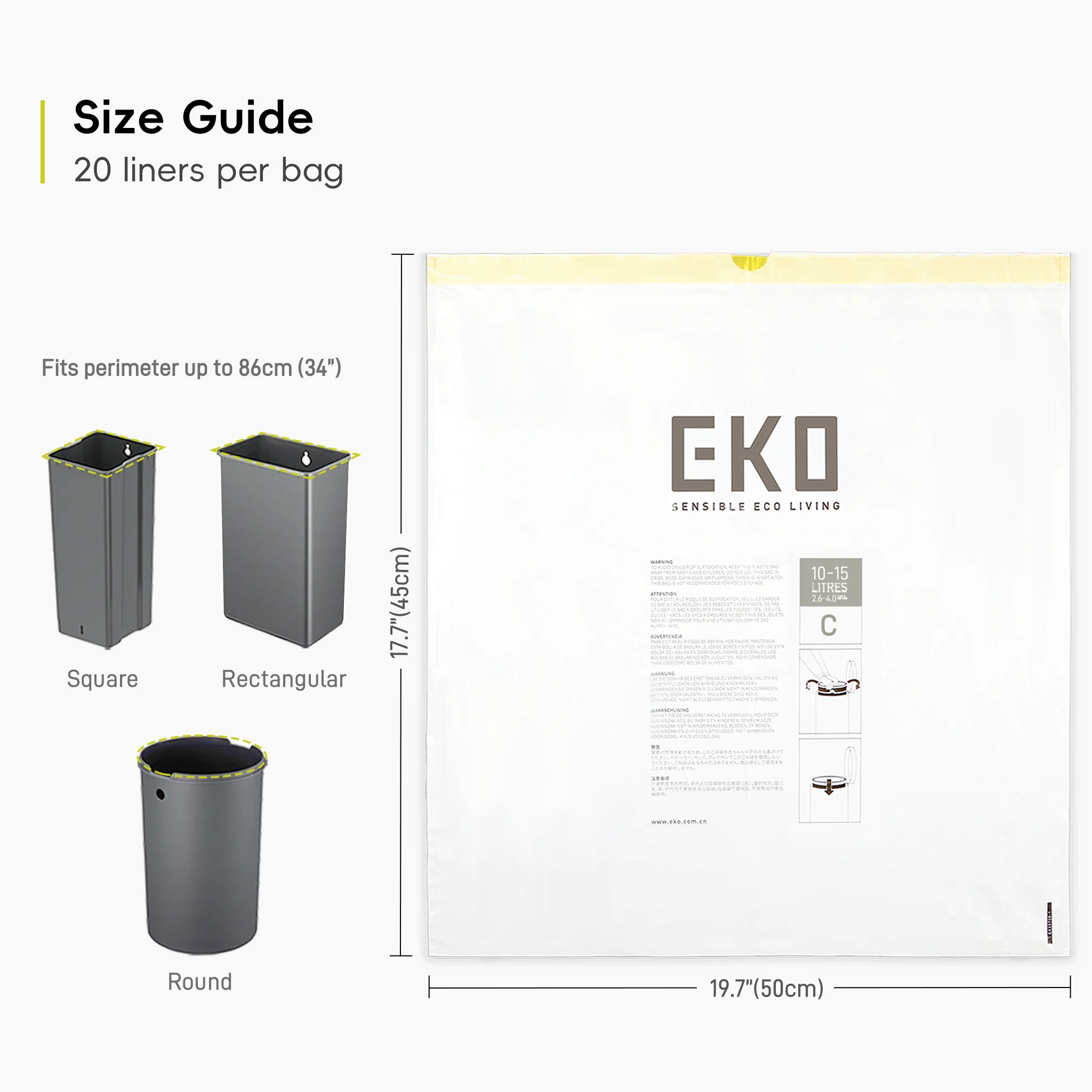 Size C Bin Liners 10L-15L, 20 bags - Image 4