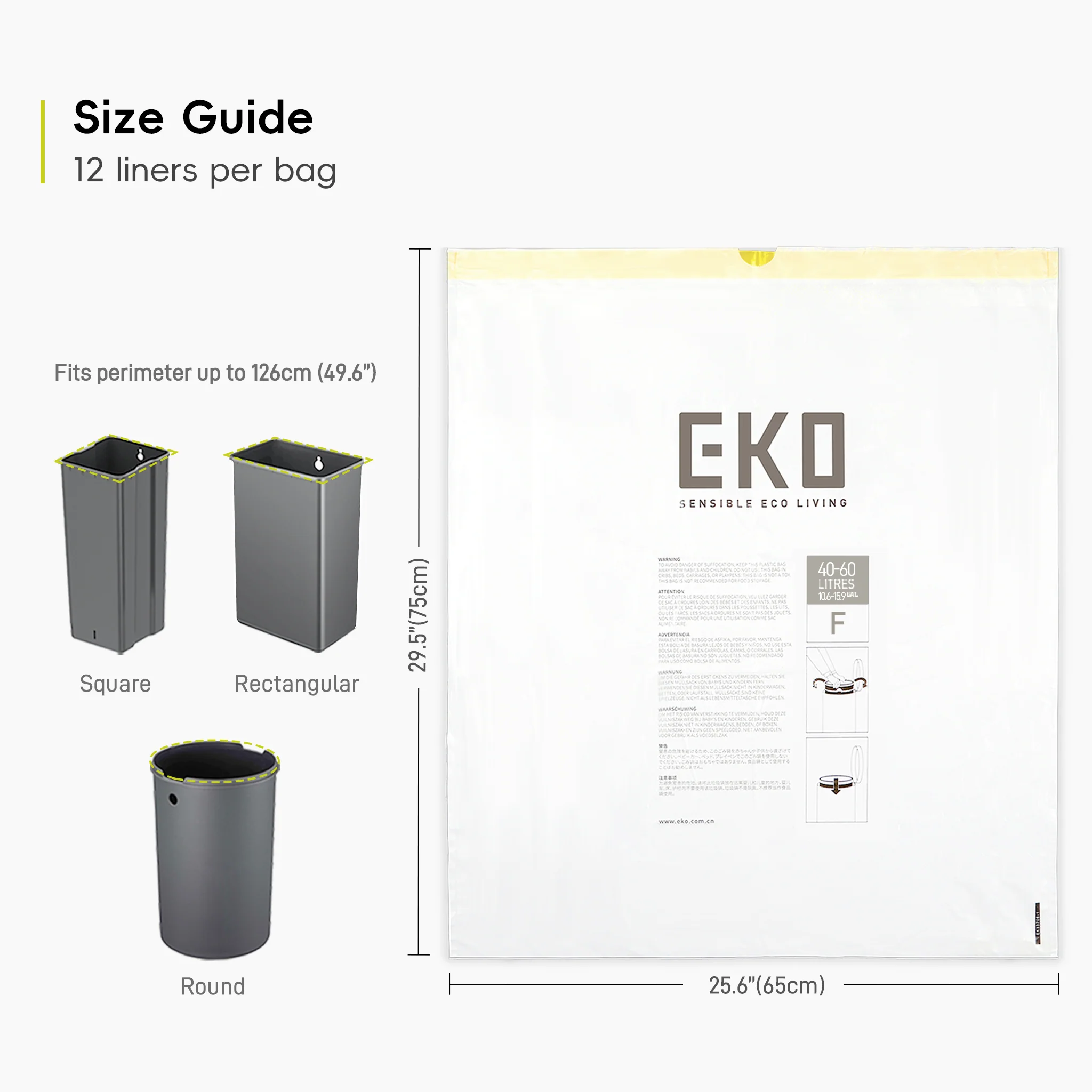 Size F Bin Liners 40L-60L, 12 bags - Image 4