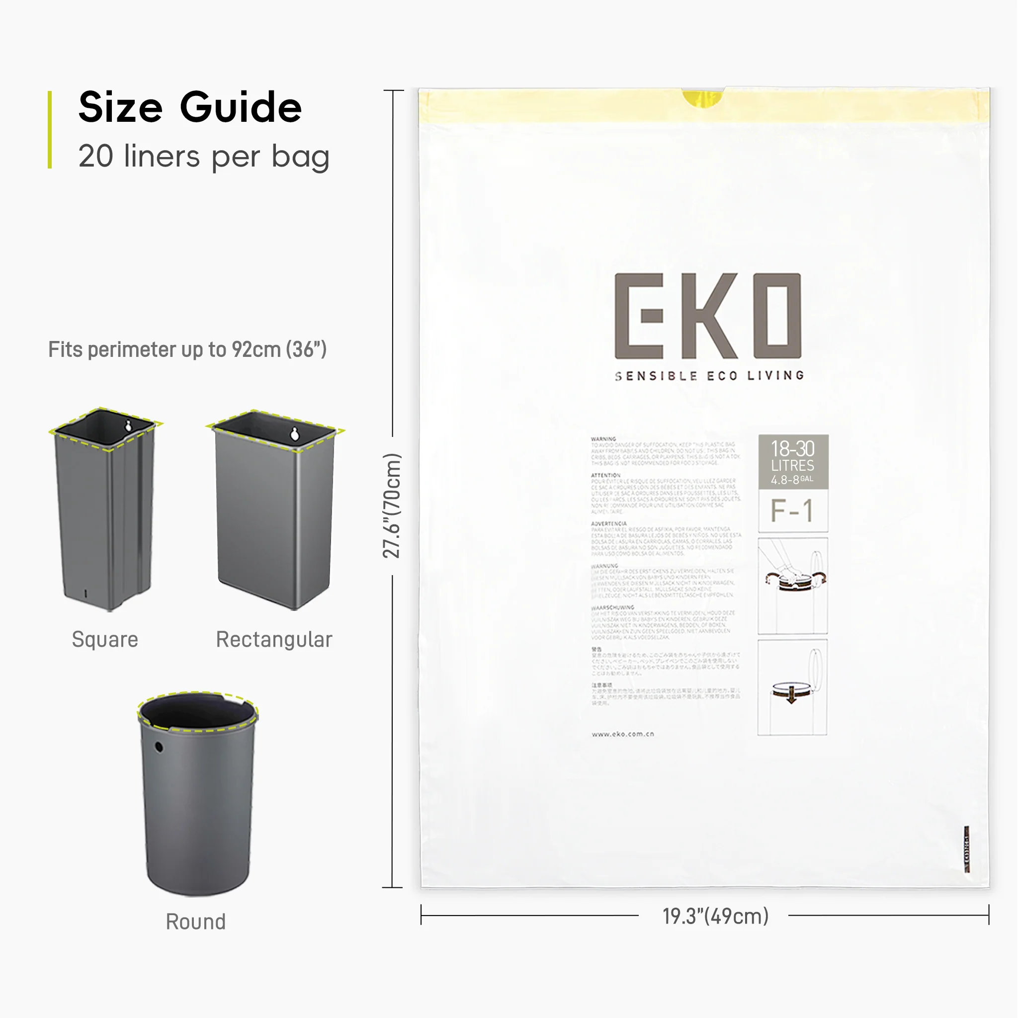 Size F-1 Bin Liners 18L-30L, 20 bags - Image 4