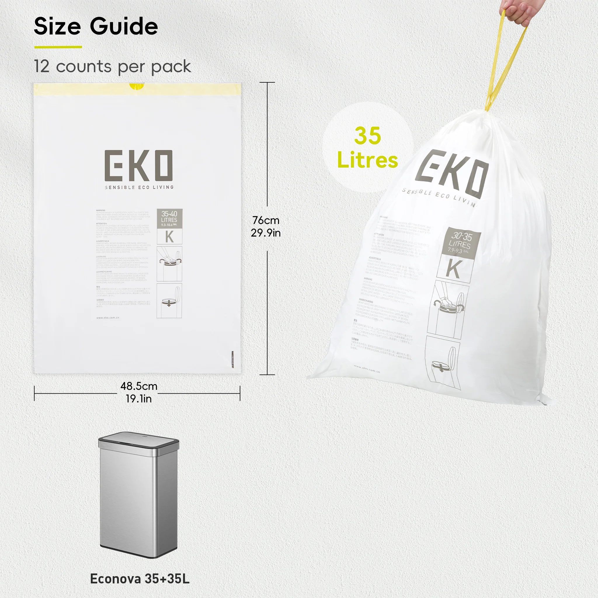 Size K Bin Liners 30L-35L, 12 bags - Image 7