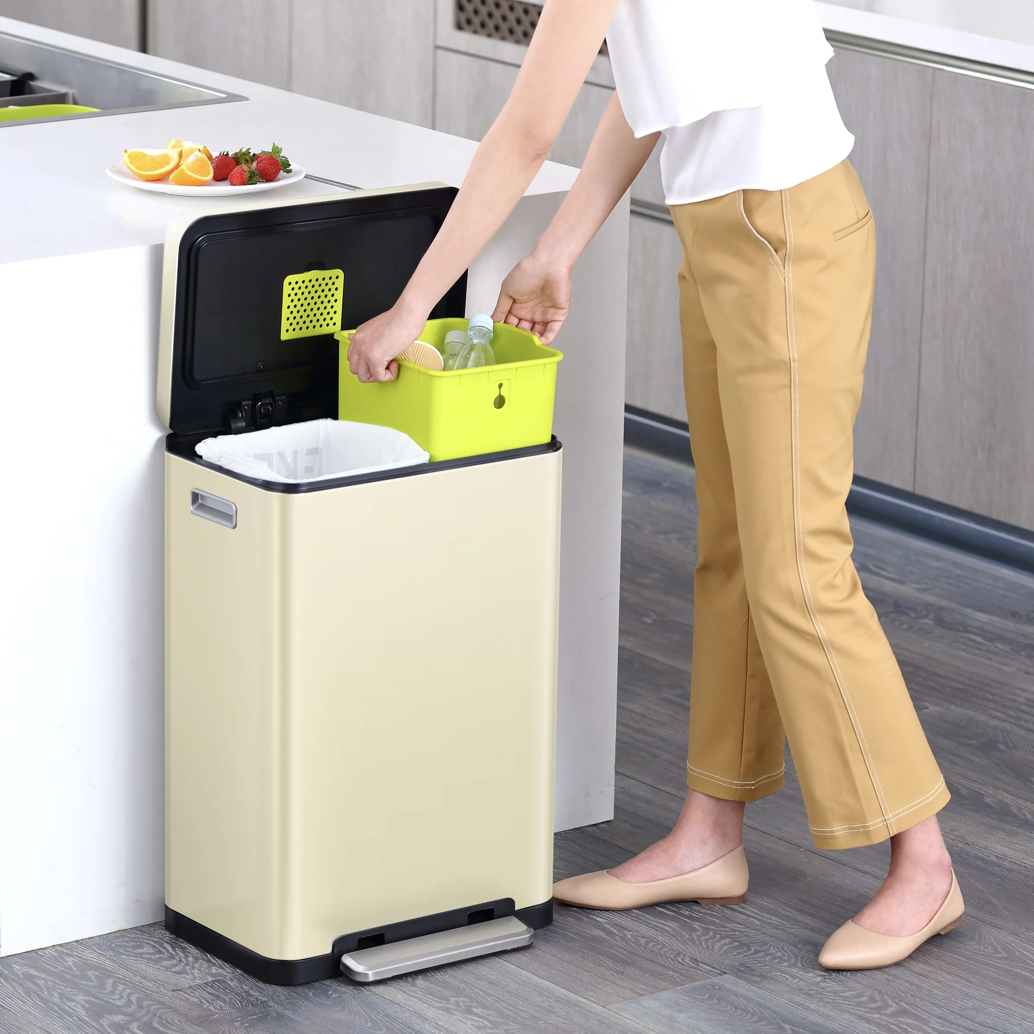 X Cube Recycling Pedal Bin 20L+20L - Image 15